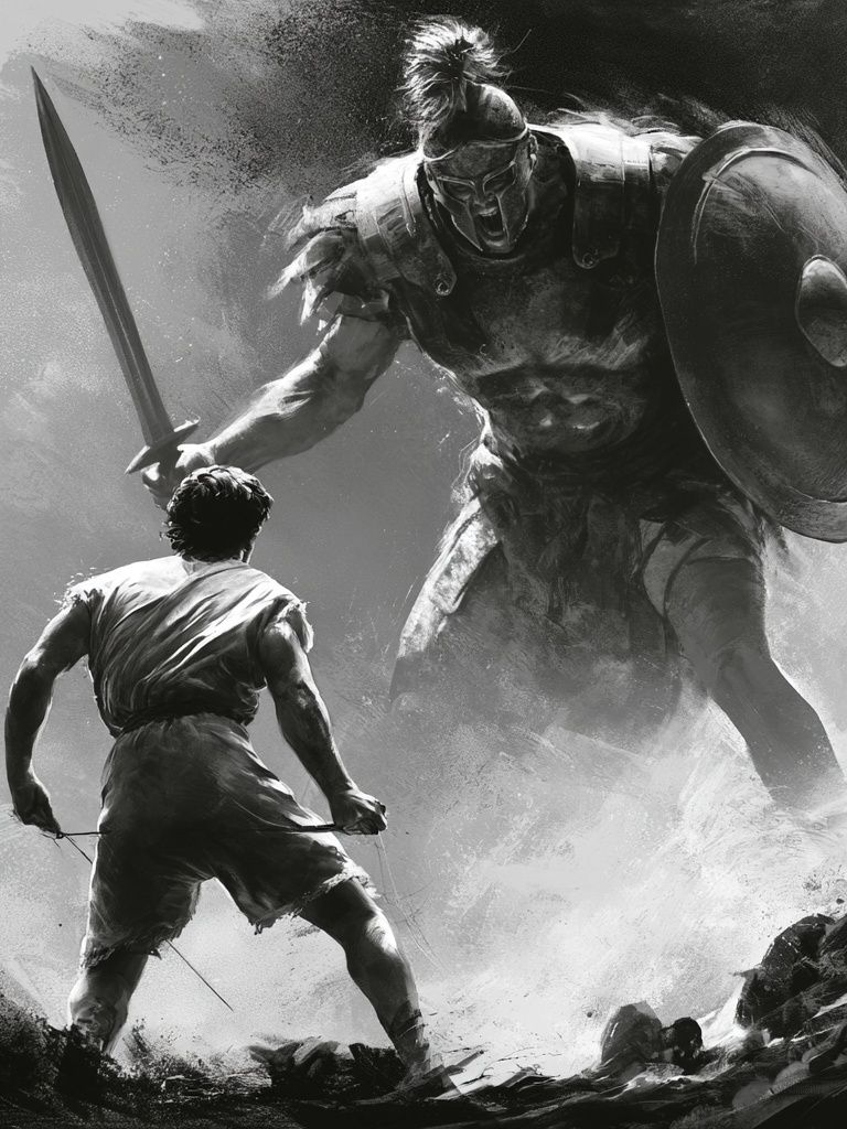 Spartan Duel Black-White Print. poster detail