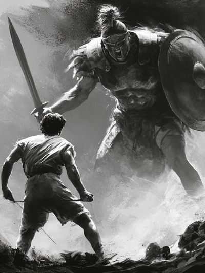 Spartan Duel Black-White Print.