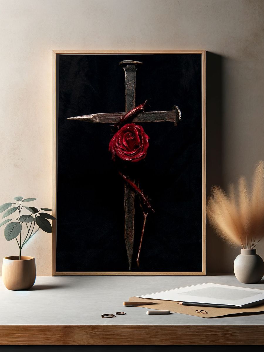 Rose Cross Dark Fine-Art Print. — room view 2