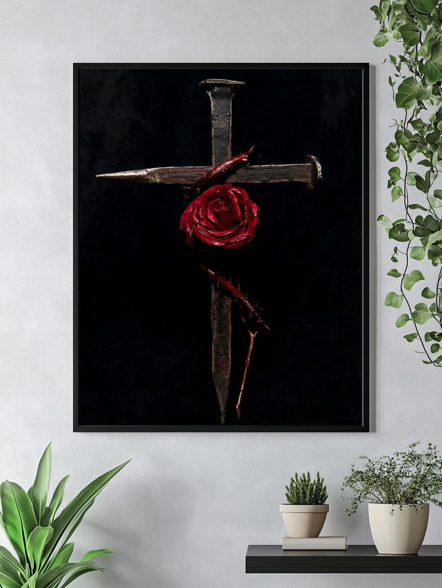 Rose Cross Dark Fine-Art Print. — room view 4