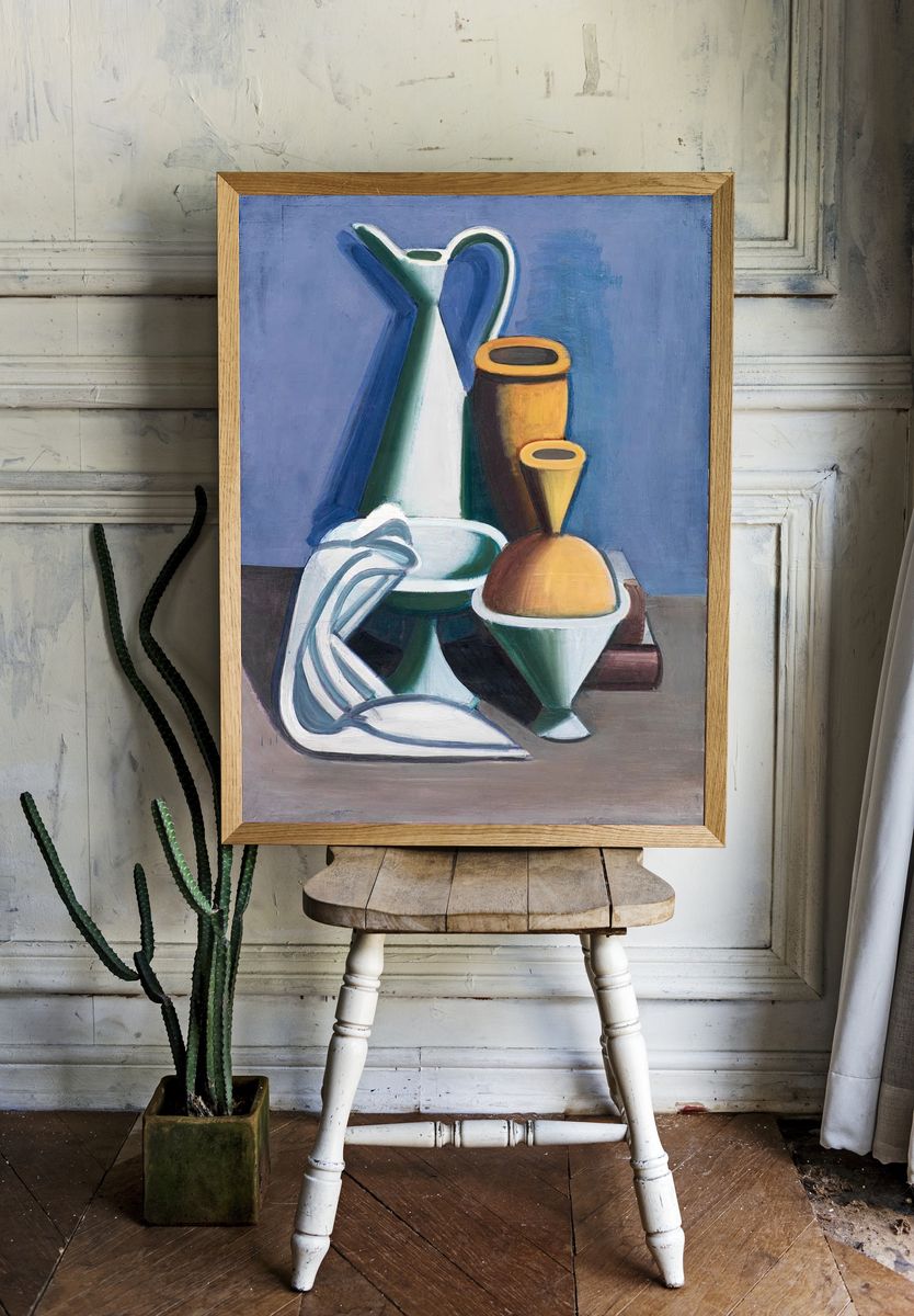 Vintage Watering Can and Jars Arrangement — Art Print room preview