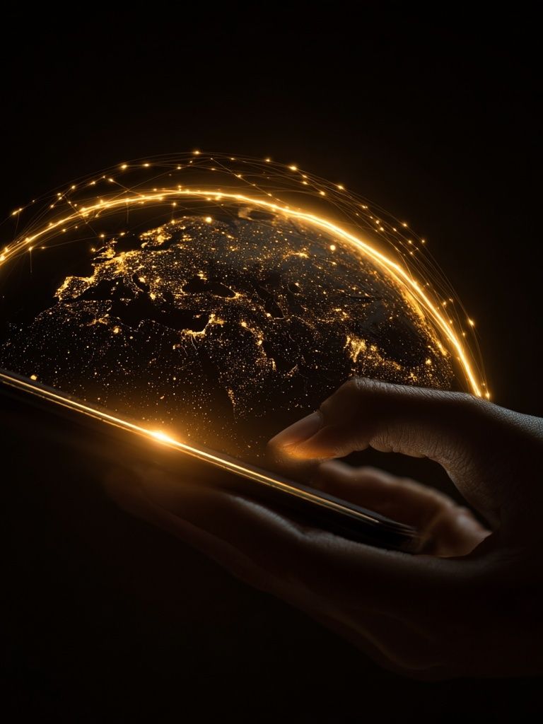 Glowing Digital Earth Poster. poster — fine-art art