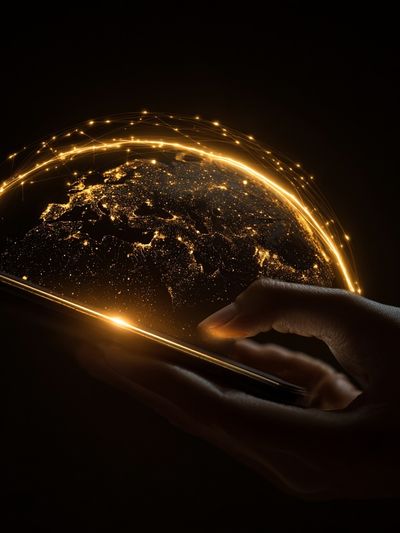 Glowing Digital Earth Poster. poster