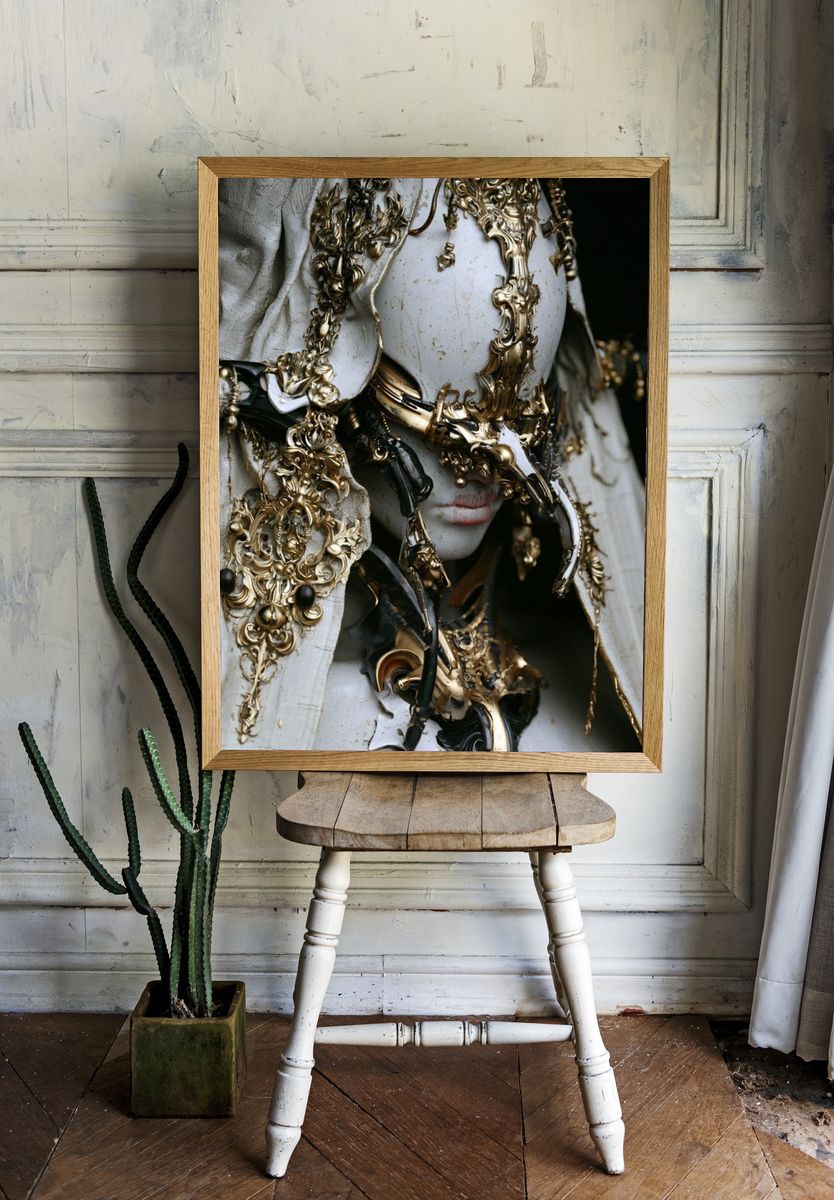 Ornate Masked Figure Fine-Art Print. — room view 1