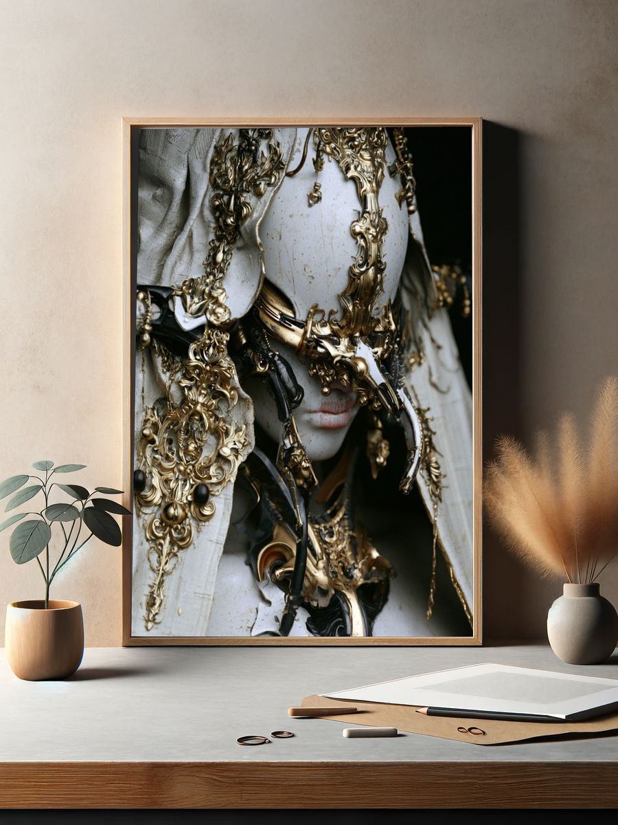 Ornate Masked Figure Fine-Art Print. — room view 2