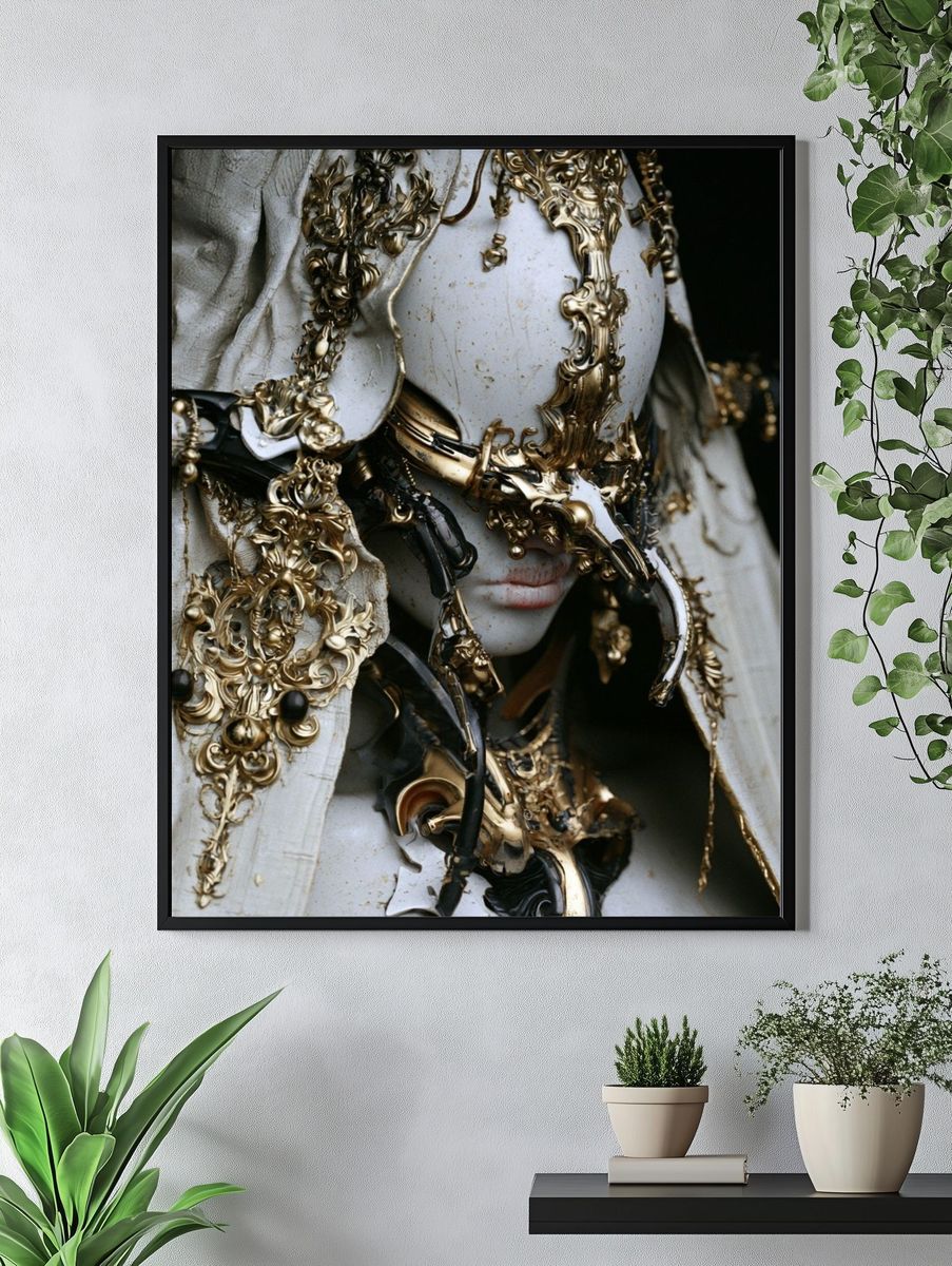Ornate Masked Figure Fine-Art Print. — room view 4