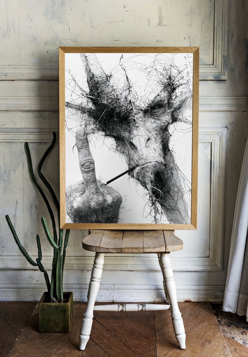 Abstract Face Sketch Poster. — room view 1