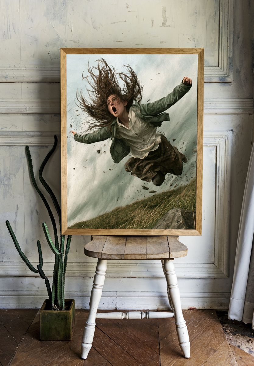 Windborne Figure Surrealism Print. — room view 1