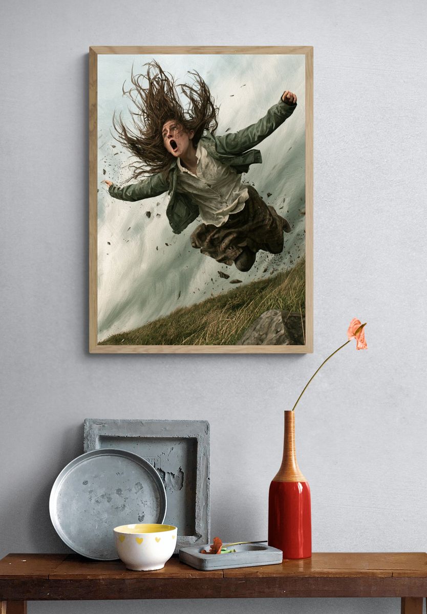 Windborne Figure Surrealism Print. — room view 3