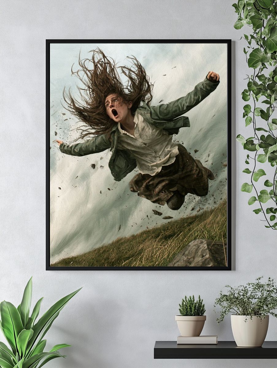 Windborne Figure Surrealism Print. — room view 4