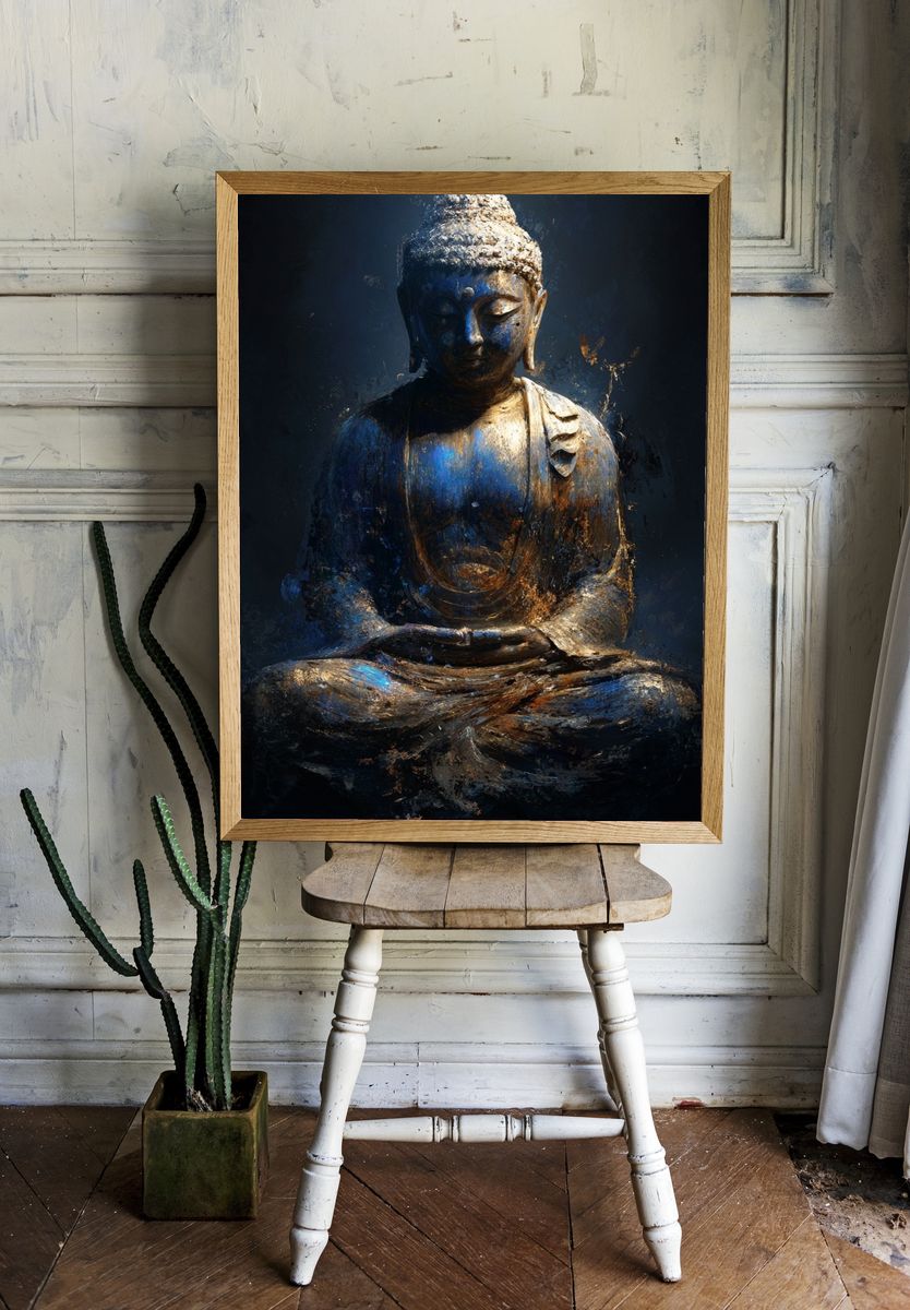 Meditating Buddha Contemporary Print. — room view 1