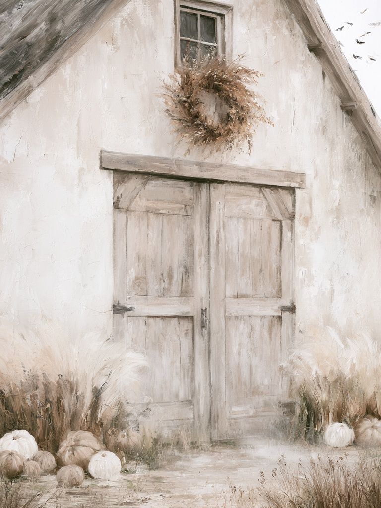 Rustic Farmhouse Autumn Door Print. poster — fine-art art