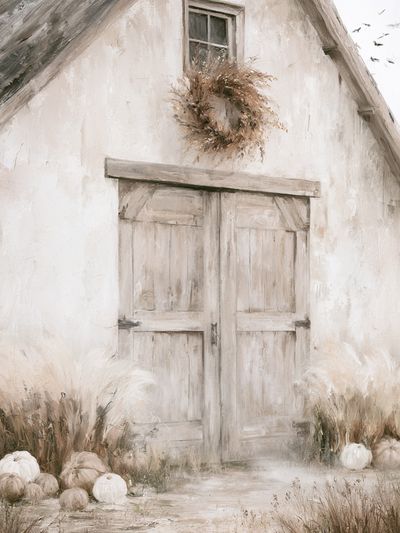 Rustic Farmhouse Autumn Door Print.