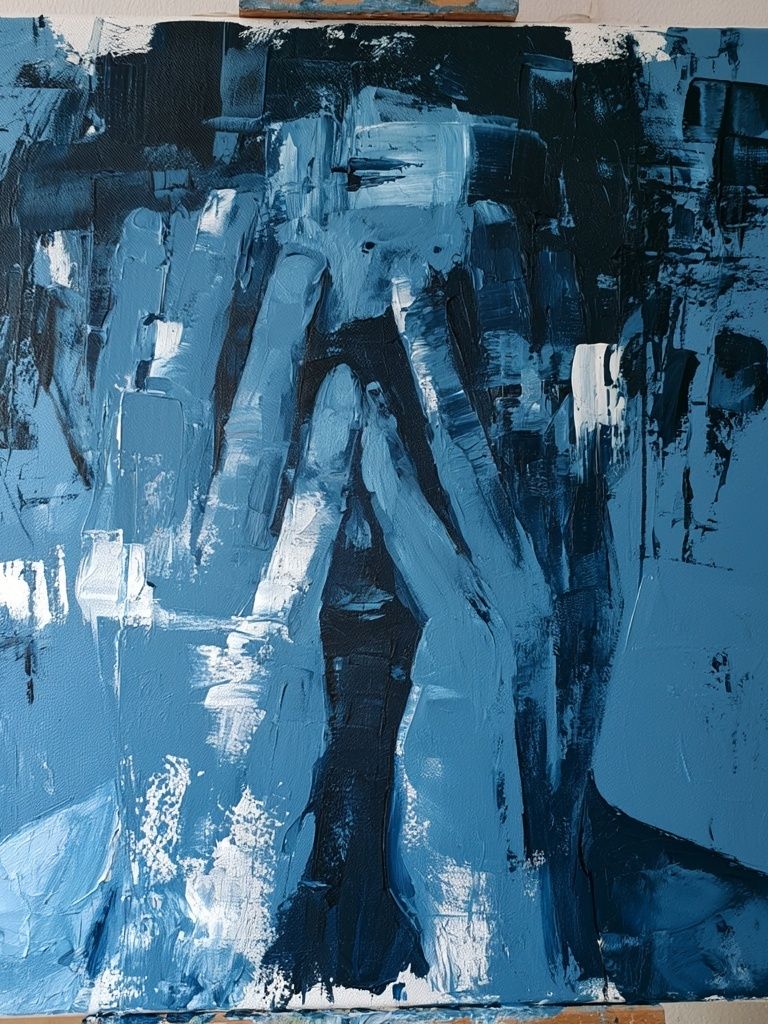 Blue Abstract Figure Poster. poster detail