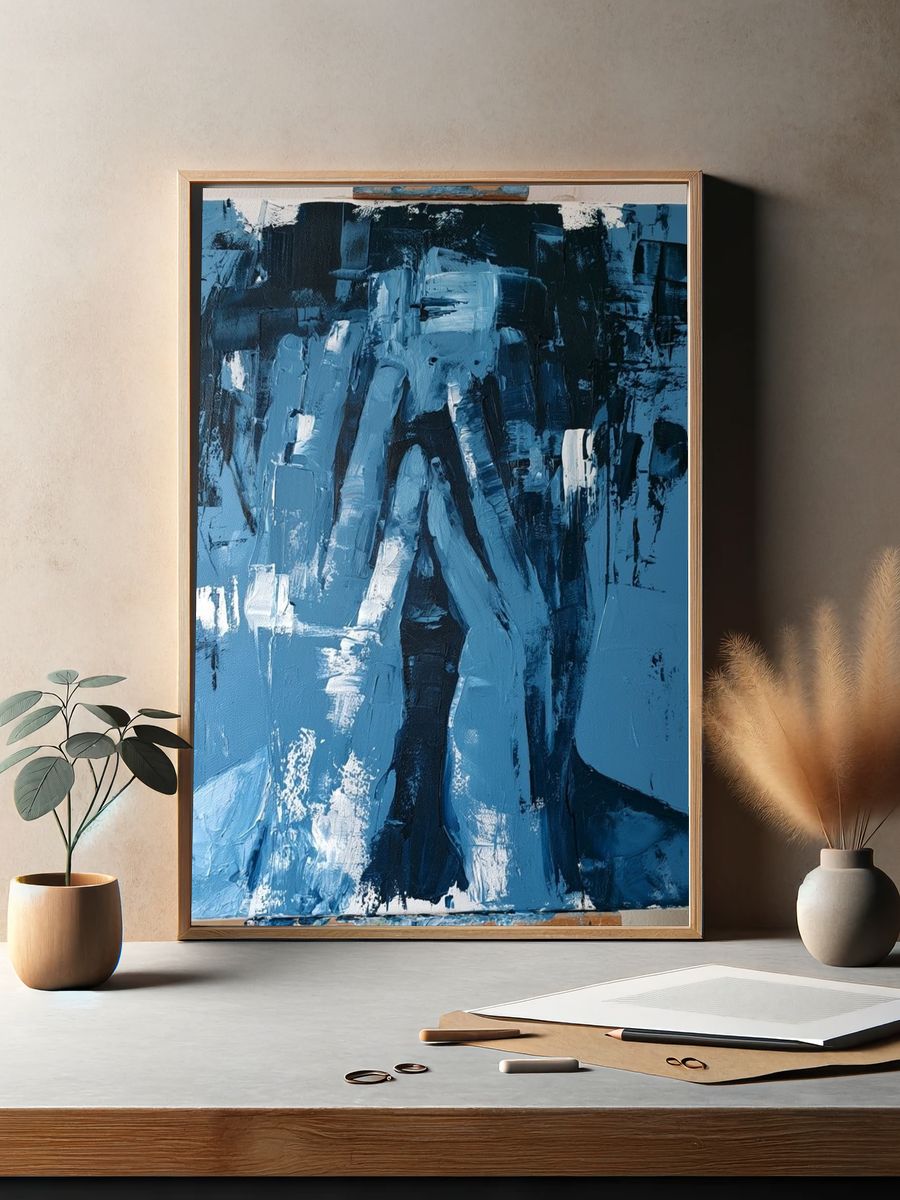 Blue Abstract Figure Poster. — room view 2