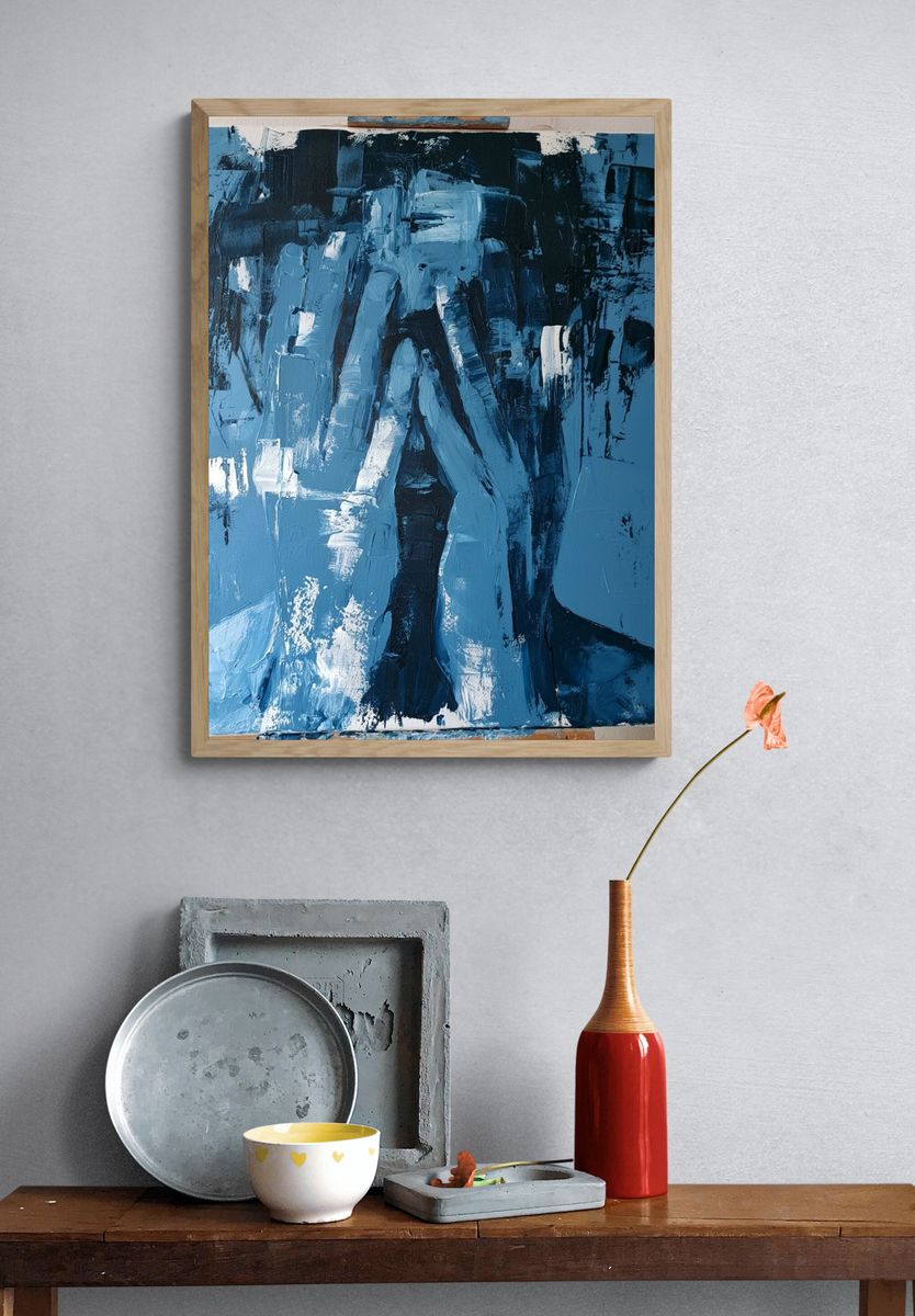 Blue Abstract Figure Poster. — room view 3