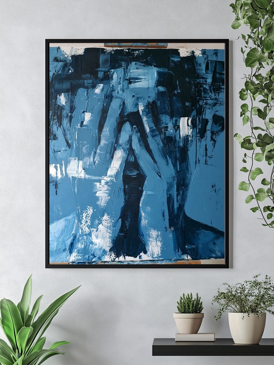 Blue Abstract Figure Poster. — room view 4