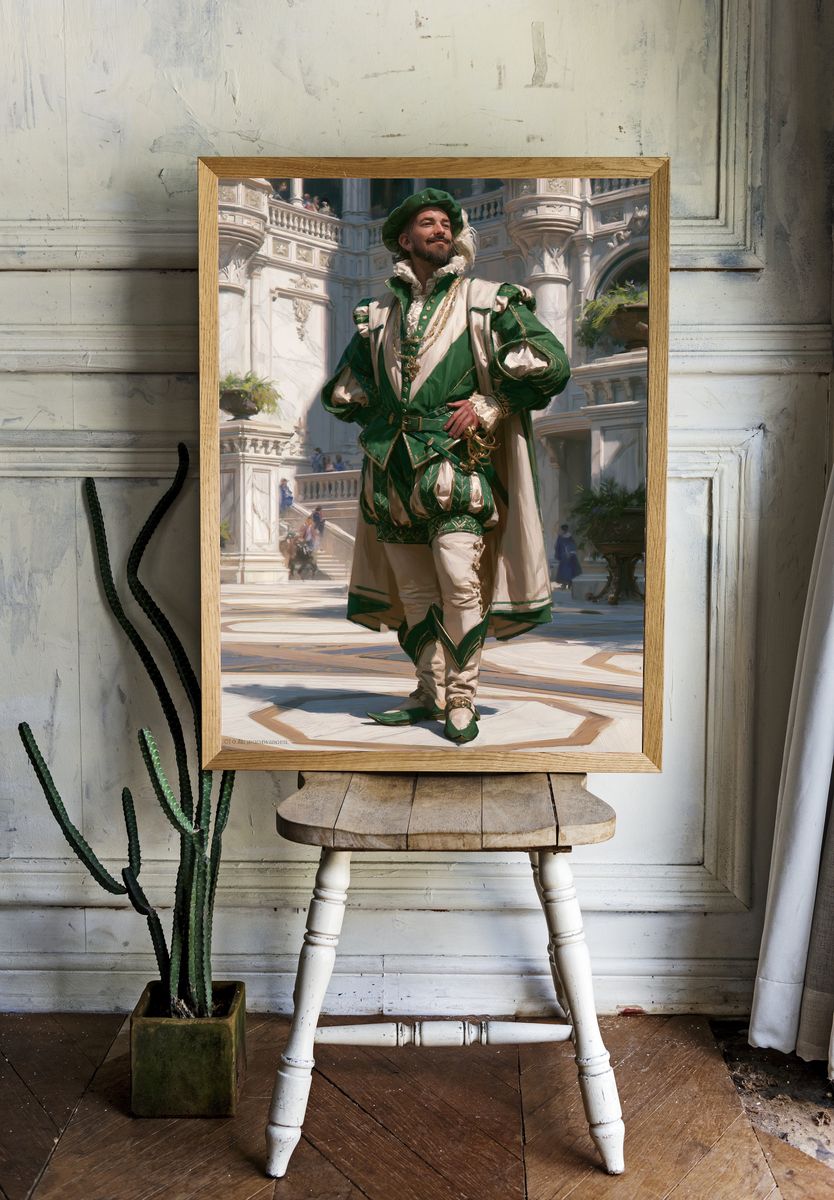 Renaissance Courtier Portrait Print. — room view 1