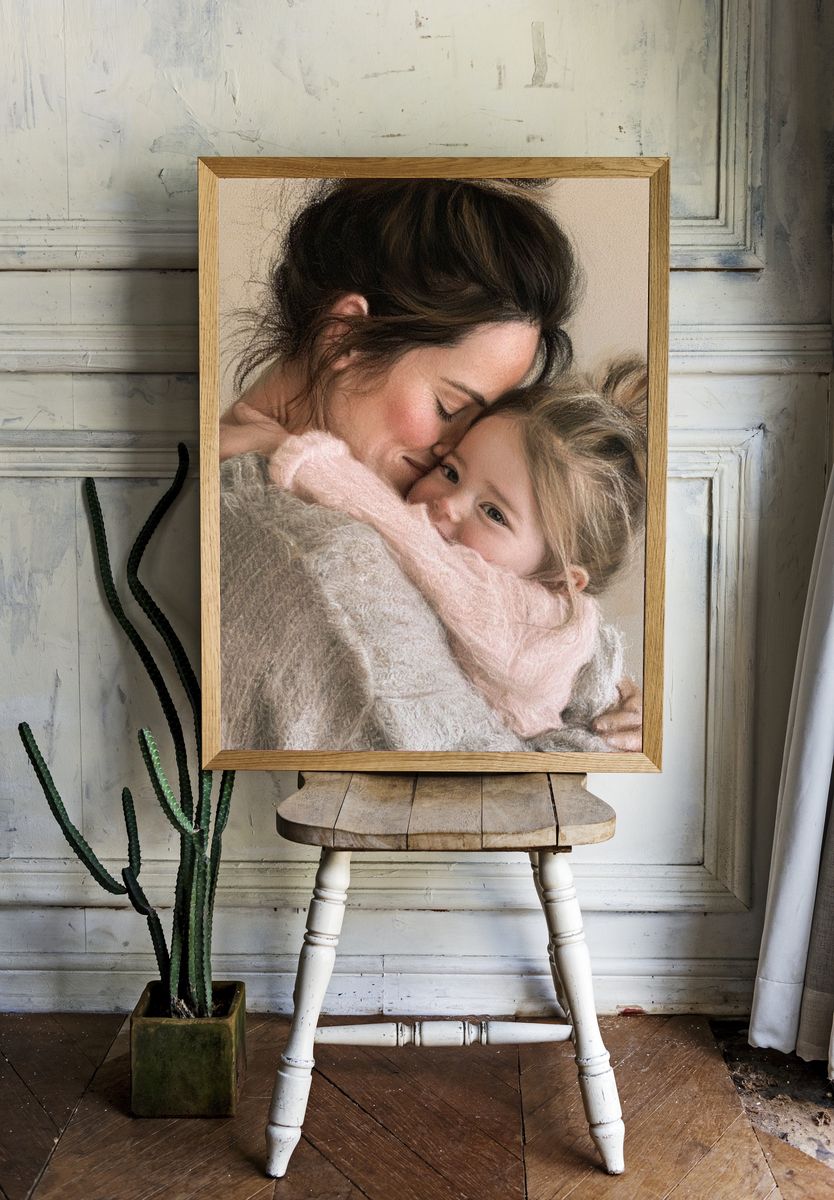 Mother and Child Portrait Print. — room view 1