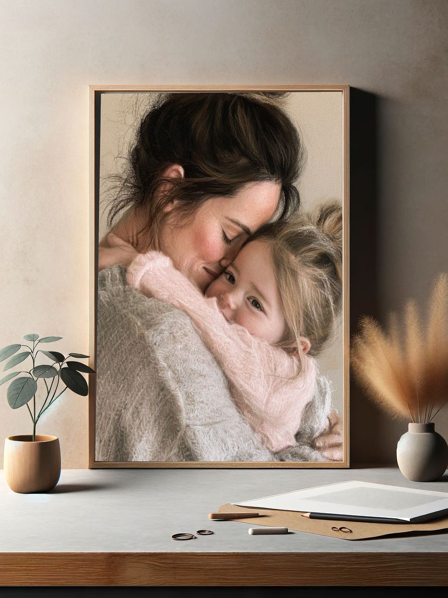 Mother and Child Portrait Print. — room view 2