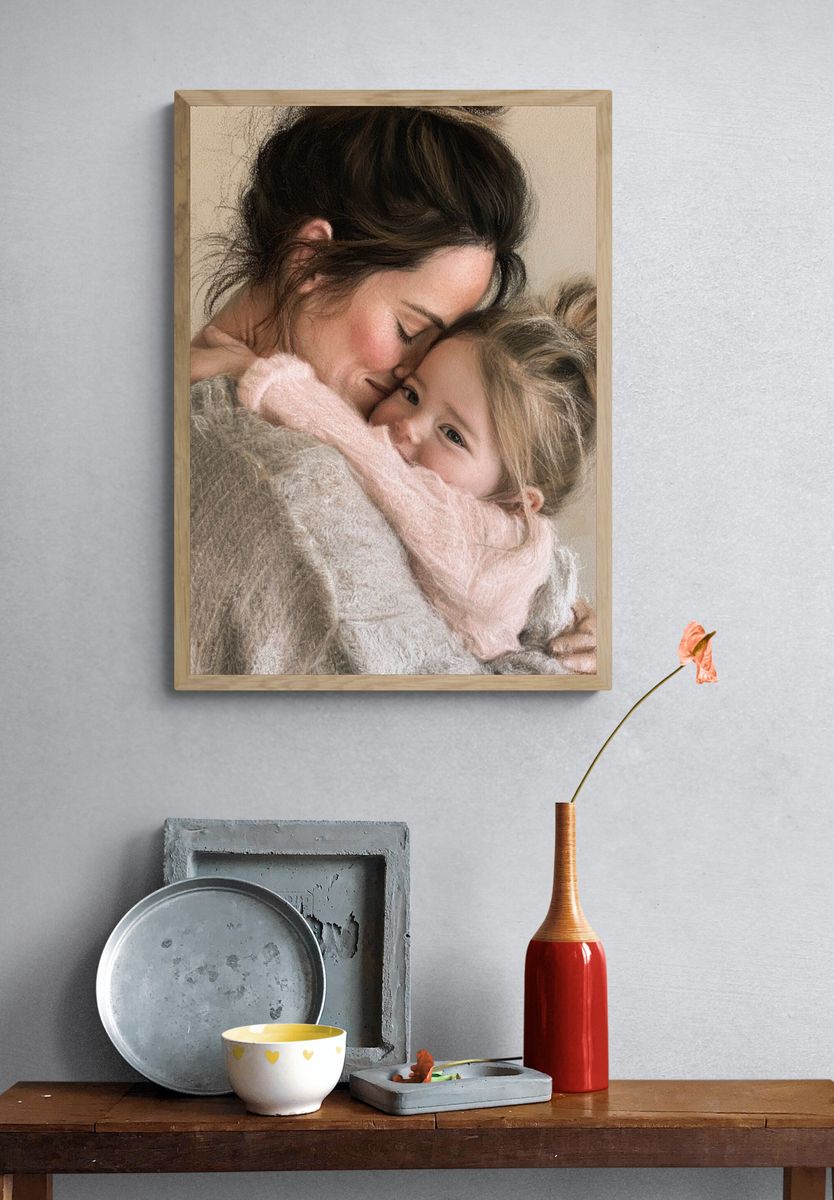 Mother and Child Portrait Print. — room view 3