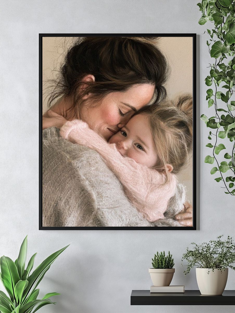 Mother and Child Portrait Print. — room view 4