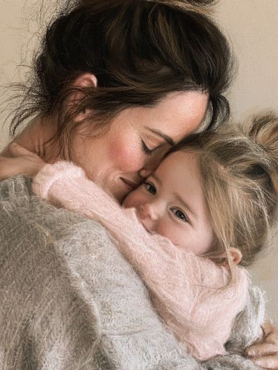 Mother and Child Portrait Print. poster