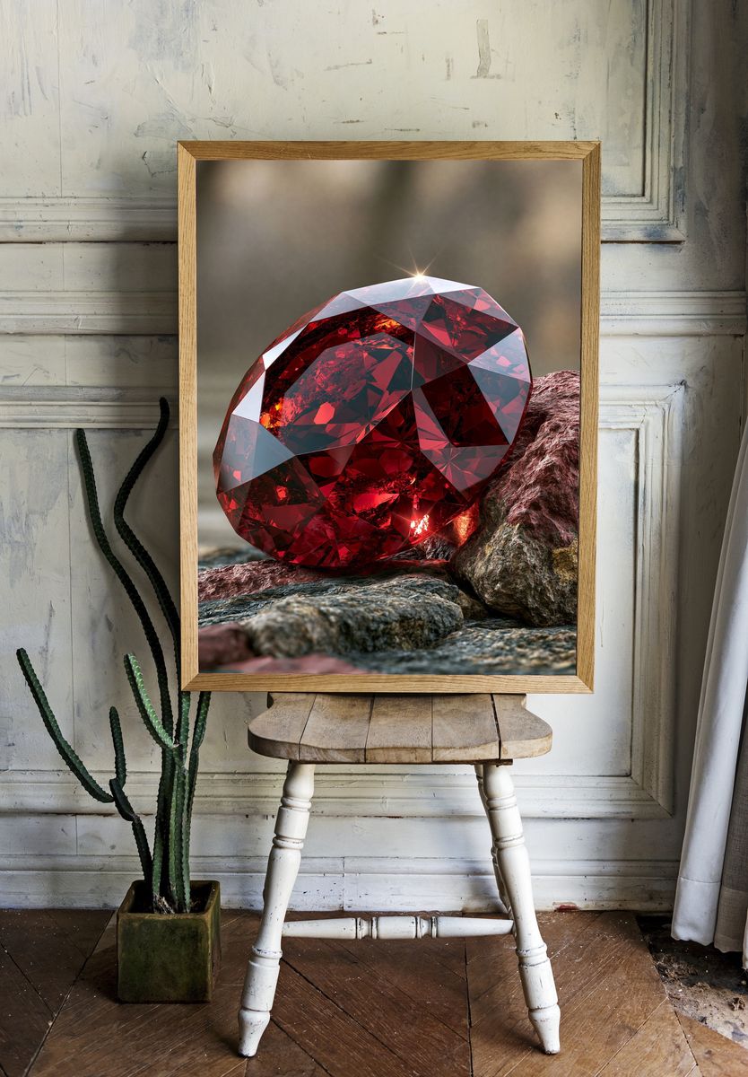Crimson Gemstone Still Life Poster. — room view 1