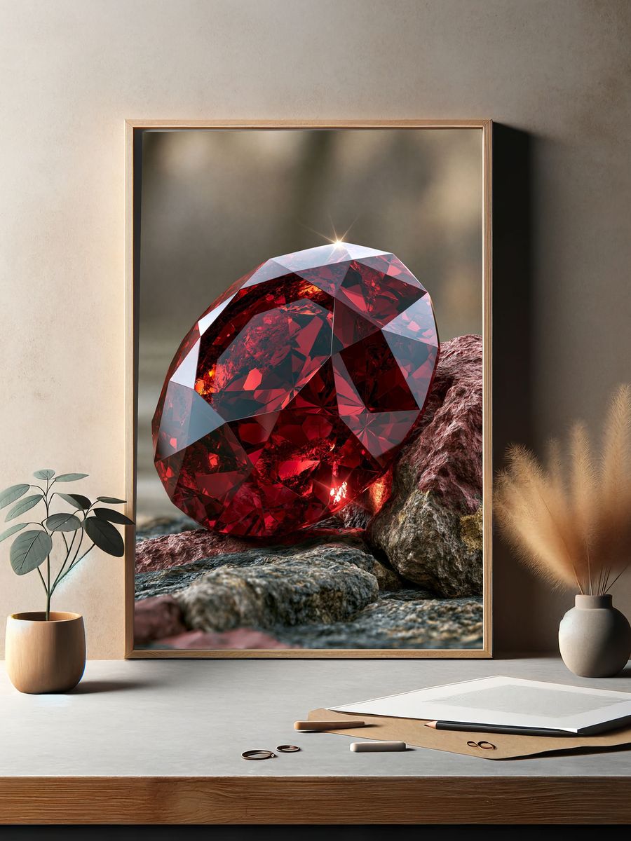 Crimson Gemstone Still Life Poster. — room view 2