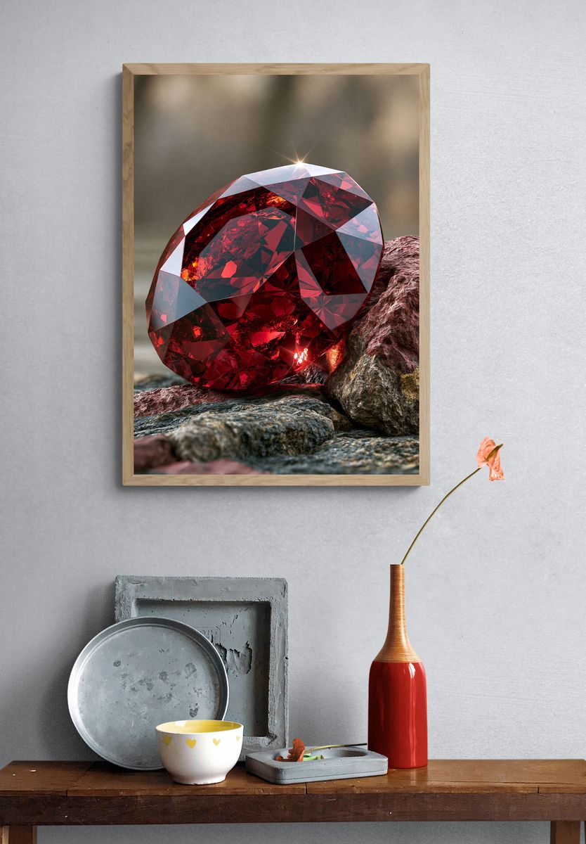 Crimson Gemstone Still Life Poster. — room view 3