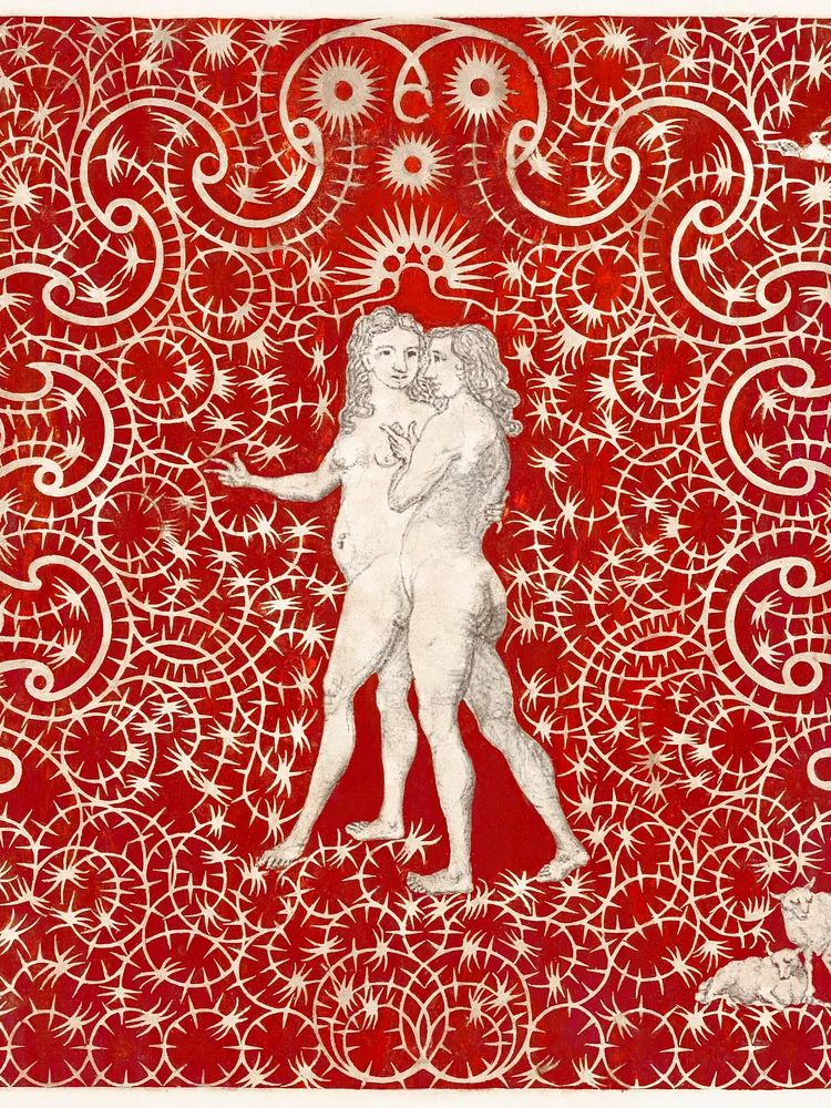 Adam Eve Garden Pair Sheep. poster detail