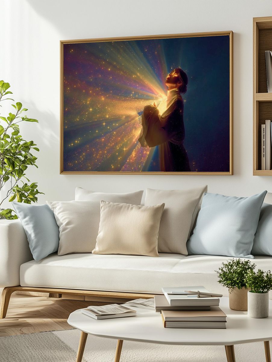 Celestial Woman Light Beam Poster. — room view 2