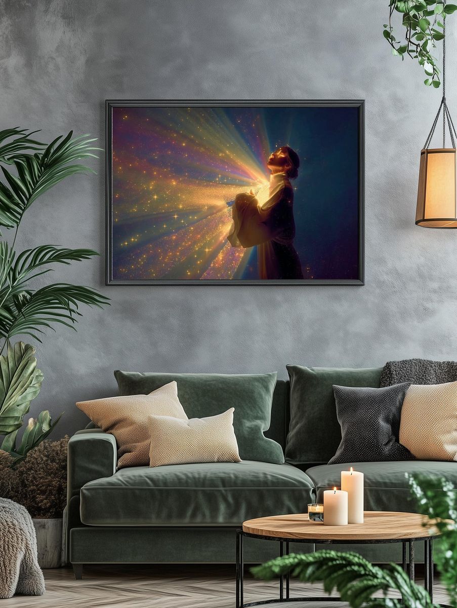 Celestial Woman Light Beam Poster. — room view 4