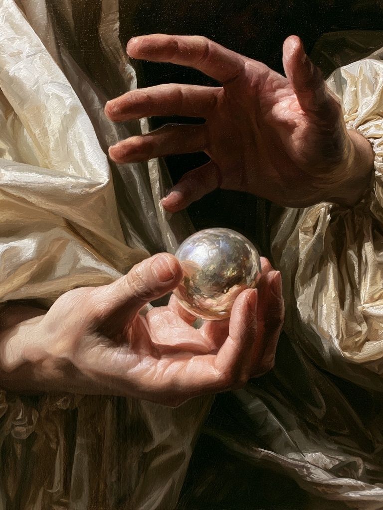 Crystal Ball Hands Surrealism Print. poster — fine-art art