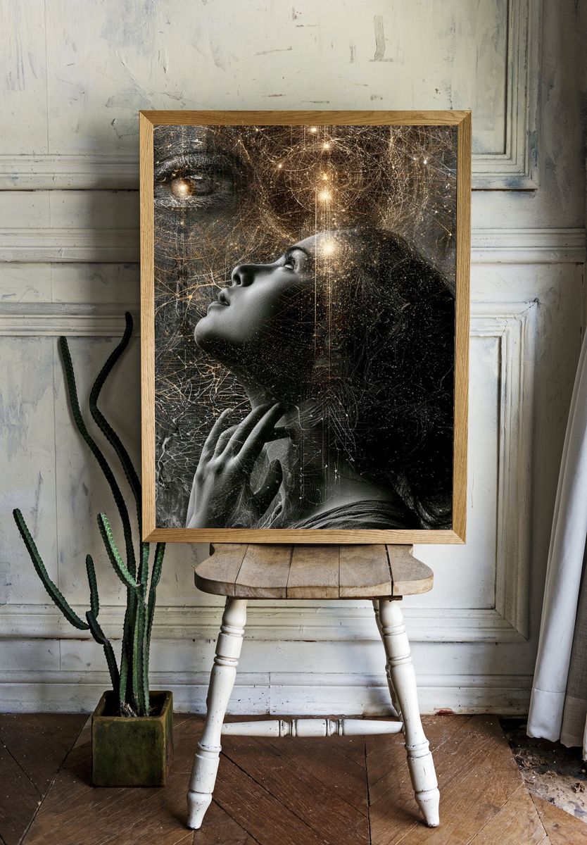 Celestial Woman Surrealism Poster. — room view 1