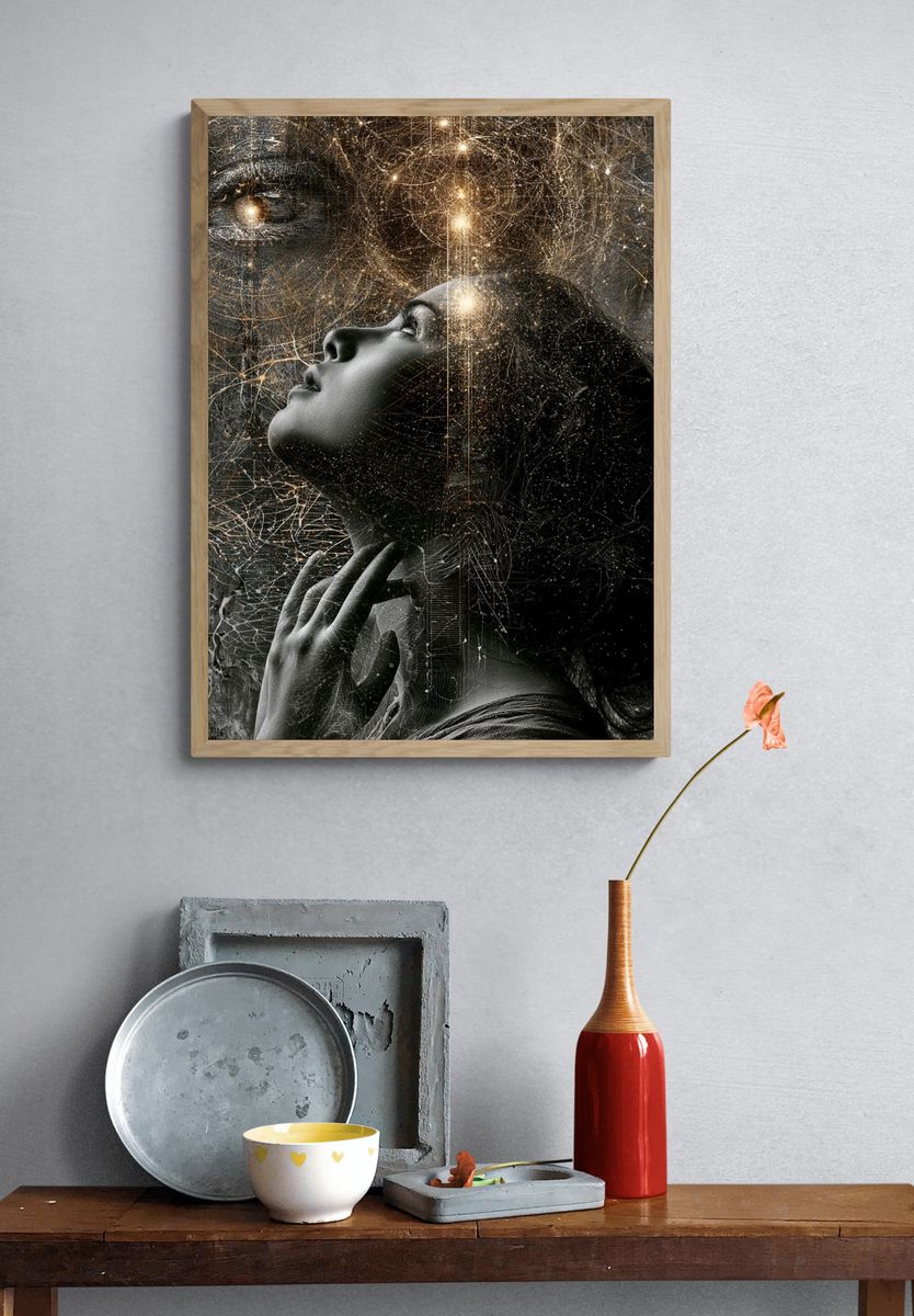 Celestial Woman Surrealism Poster. — room view 3