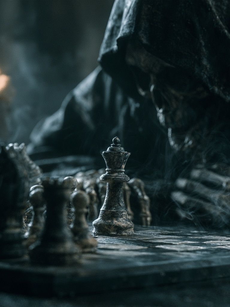 Shadow Chessboard Dark Fantasy Print. poster — fine-art art