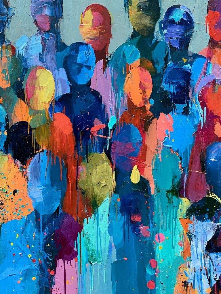 Crowd of Faces Abstract Poster. poster — fine-art art