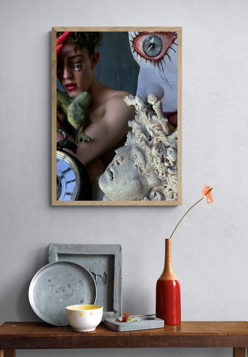 Surreal Portrait Collage Print. — room view 3