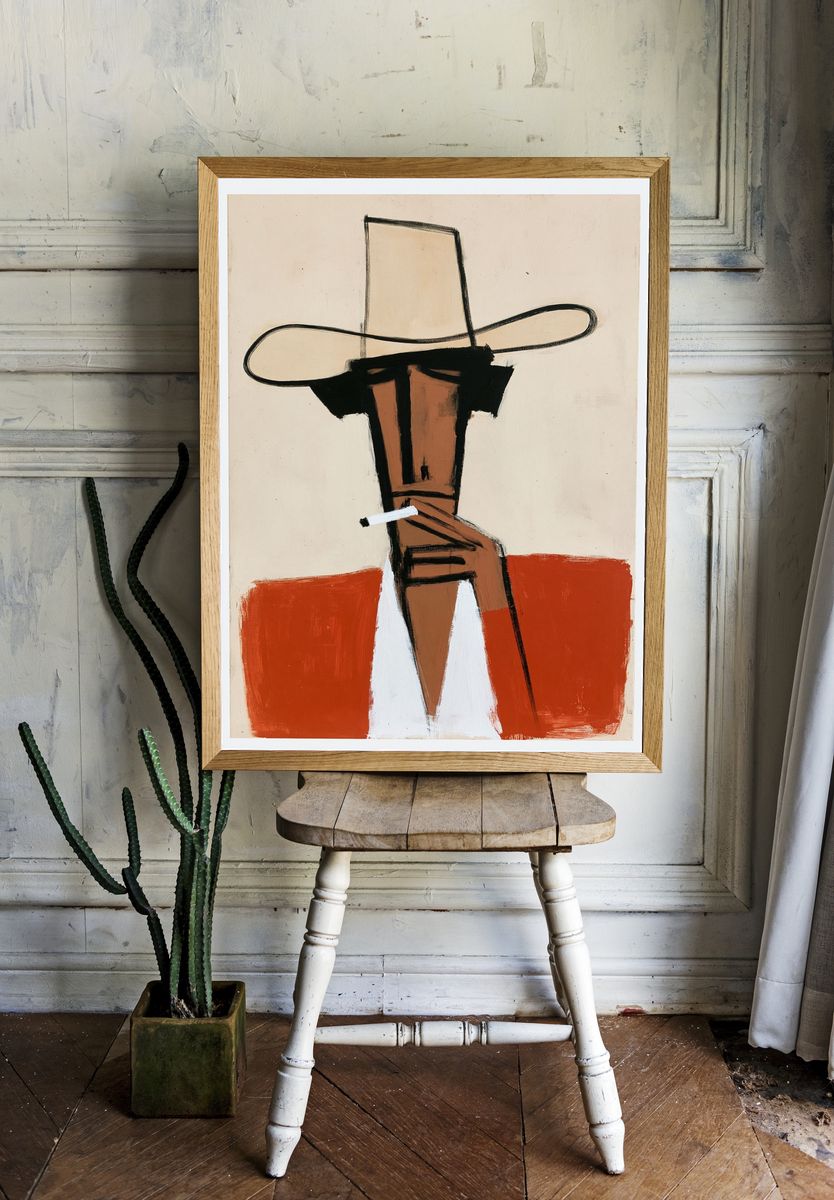 Cowboy Portrait Contemporary Print. — room view 1