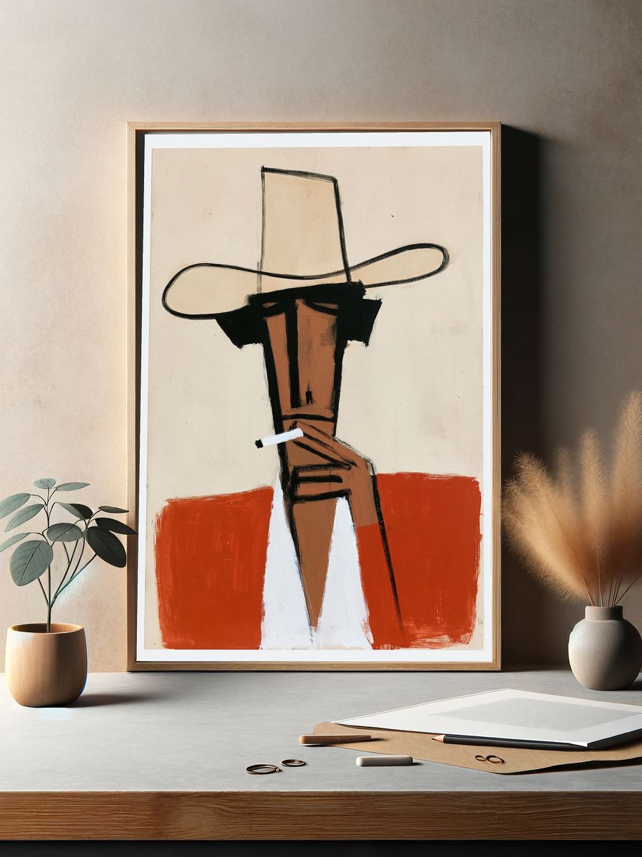 Cowboy Portrait Contemporary Print. — room view 2