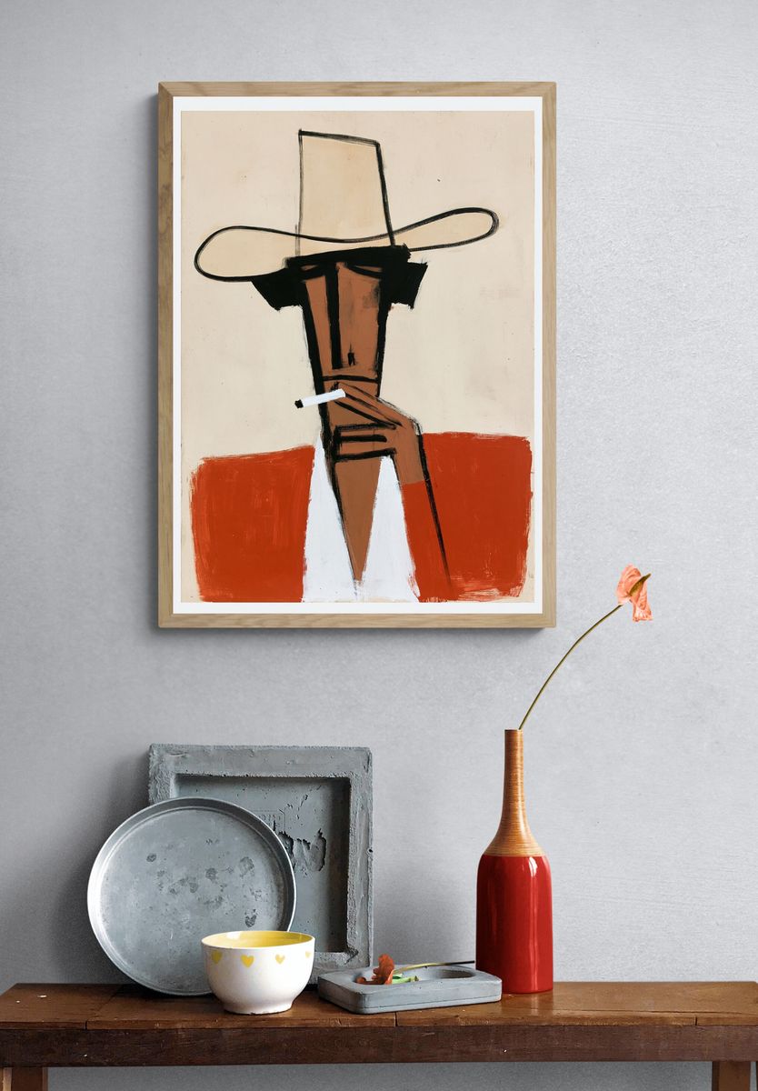 Cowboy Portrait Contemporary Print. — room view 3