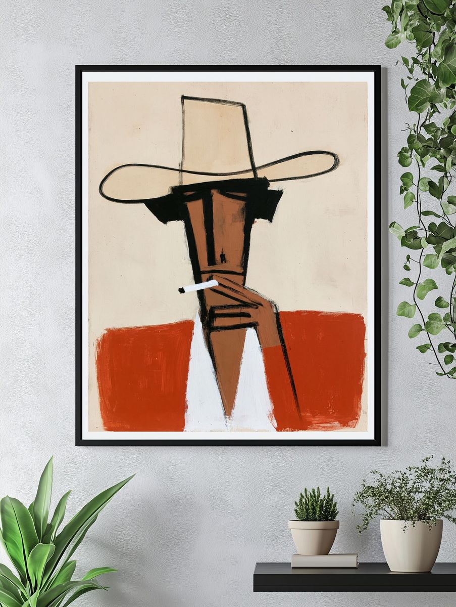 Cowboy Portrait Contemporary Print. — room view 4
