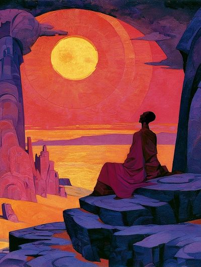 Sunset Meditation Surrealism Print.