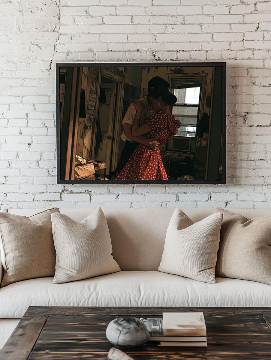 Intimate Kiss in a Dim Room Poster. — room view 1