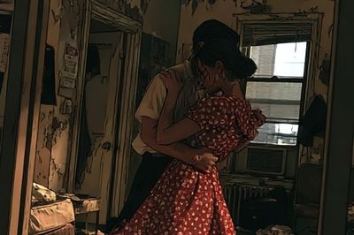Intimate Kiss in a Dim Room Poster. poster