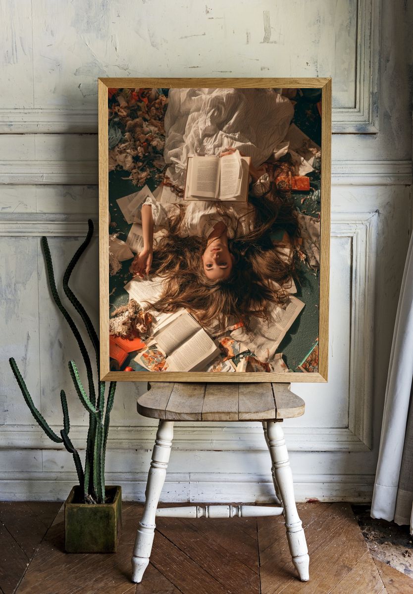Dreamlike Reading Portrait Print. — room view 1