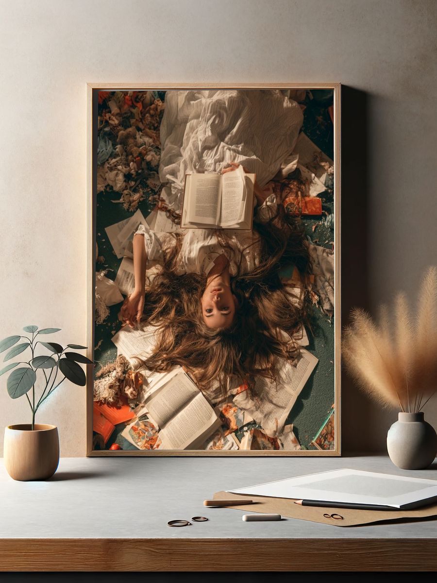 Dreamlike Reading Portrait Print. — room view 2