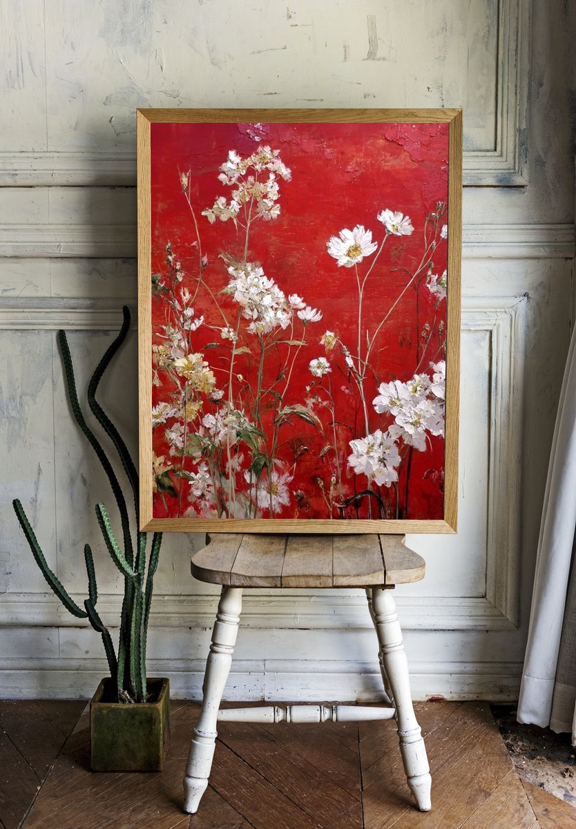 Red Wildflower Field Fine-Art Print. — room view 1