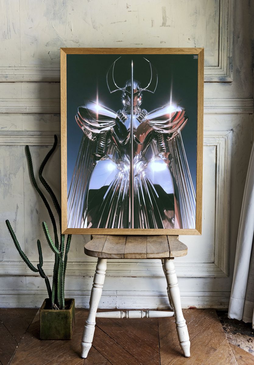Chrome Futurist Figure Poster. — room view 1
